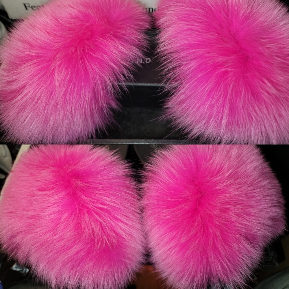 Plush Fox Fur Slides, Sizes 7.5 - 10.5 - image 4